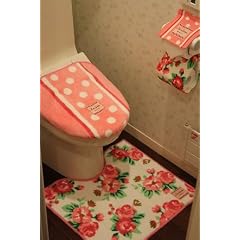 【かわいいトイレを演出します】メーカー累計販売10000枚突破!シャーロットトイレカバー&マット ローズPK