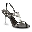 4 Inch Women's Sexy Sandal Shoe T-Strap Sling Back With Rhinestones Gold or Silver or Pewter