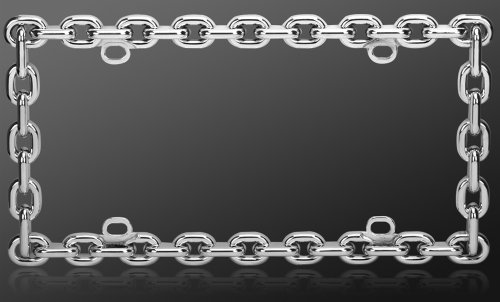 Chrome Metal Car License Plate Frame - Chain Link