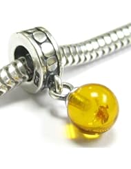 Sterling Silver Baltic Amber Dangle Pendant Bead For Pandora Chamilia Baigi Troll European Story Charm Bracelets