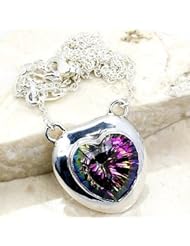 Masterpiece Sterling Silver Mystic Topaz Heart Necklace