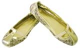 COACH VERRA SIGNATURE KHAKI GOLD BALLET FLAT SHOES NEW