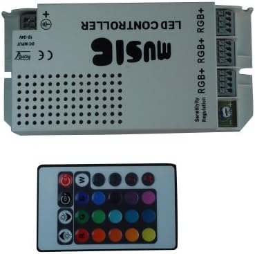 CnFacility 12V 5A LED Music Controller w/ IR remote Sound-activate RGB controller 3channels - Size: 6.06*2.95*1.14 - White