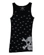 Stephanie Michael Skull and Cross bones Screened & Rhinestoned Longer Length Tank Top