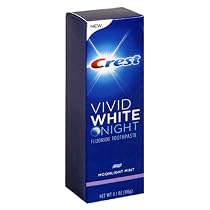 Crest Vivid White Night Fluoride Toothpaste, Moonlight Mint, 4.1-Ounce Tubes (Pack of 4)