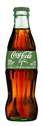 Coke Life Reduced Calorie Coca Cola with Stevia 8 Oz Glass Bottles - Case of 6