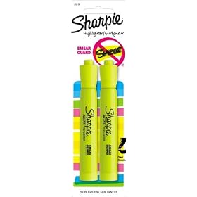 Sharpie Accent Tank-Style Highlighters, 2 Fluorescent Yellow Highlighters (25162PP)