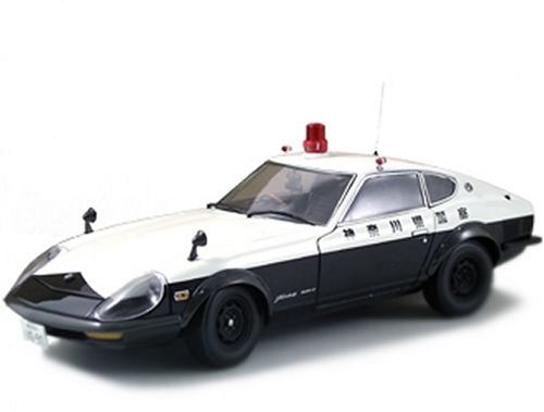 Diecast Model Nissan 240 ZG Kanagawa Police (1973) in Black and White (118 scale)
