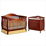 Athena Allie Convertible Crib and Grace I Changing Table in Cherry