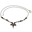 Silver Necklace Garnet Gemstone Jewelry 16 inches (gnklc296)