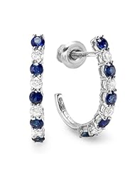 0.50 Carat (ctw) 10K White Gold Ladies Fancy J Shaped Hoop Earrings 1/2 CT