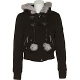 JOU JOU Twill Faux Fur Cropped Jacket W/ Hood [325-614LL]