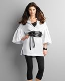 Linen-blend smock top