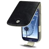 Samsung Galaxy S3 i9300 Black Genuine Leather Flip Case / Cover / Pouch / Holster, Cream Inside, By Terrapinby Terrapin