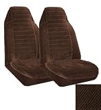 Set of 2 Universal Fit HighBack Madrid Pattern Front Bucket Seat Cover - Brown