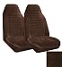 Set of 2 Universal Fit HighBack Madrid Pattern Front Bucket Seat Cover - Brown
