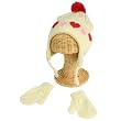 Winter Toddler Girls 2-4 Years Knit Ski Trapper Beanie Hat with Mittens Gloves Set Ivory