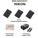 3 Pack Of Li-Ion Extended Life Replacement Battery for Nikon EN-EL14 1500mA ....