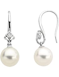 18K Palladium White Gold Paspaley South Sea Cultured Fine Round Pearl and Diamond Earrings - 12.00mm -- LIFETIME WARRANTY