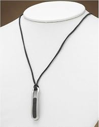 J-Steel by Fyn Studios Stainless-Steel and Leather Pendant Necklace JSF-843332001310