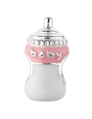 925 Sterling Silver Pink, White Baby Bottle Enamel For Chamilia, Pandora, Biagi, Personality, Reflections And More Charm Bracelets