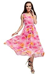 Chiffon Cocktail Floral Print Lace Peplum Draped Sleeveless Tank Party Dress/Jumper 