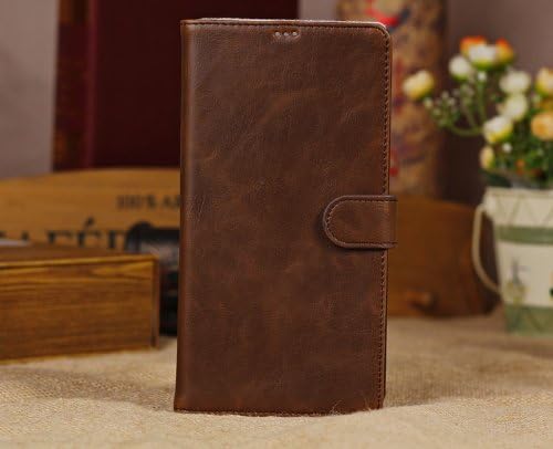 KABB New Arrival Crazy Horse Grain Leather Folio Wallet Case With Stand for Sony Xperia Z Ultra L39h(with Card Slots & Money Pocket) 4 color (Dark Brown)