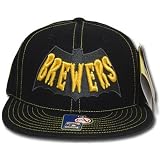 MILWAUKEE BREWERS FLAT BILL FIT HAT BLACK 7 3/8 BATMAN