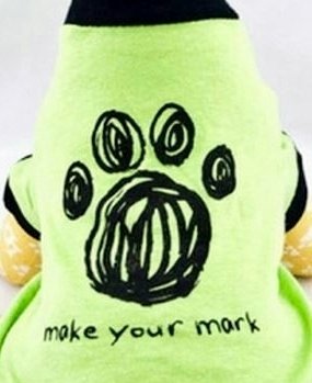 "Make Your Mark" Green Cotton T-shirt, Funny Insights, Dog & Cat T Shirts for the Best Fashion Pets (L)
