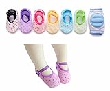 Goodlucky365 6足組 新生児 赤ちゃん ベビー ソックス 靴下 滑り止め すべり そして 1組 ニーパッド