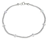 Sterling Silver 9 inch Beaded Anklet with Aurora Borealis Czech Beads