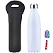 HH HOFNEN 17 oz/25 oz/34 oz Double Walled Stainless Steel Water Bottle Sports Insulated Water Thermos with Free Neoprene Bottle Bag and Sponge Brush (White,1000ml)