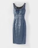 Spiegel Satin Dress with Embellished Neckline