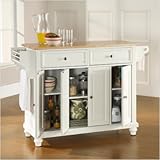 Crosley Furniture Cambridge Natural Wood Top Kitchen Island in White Finish ....