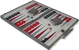 Gray Leatherette Deluxe Backgammon Set - Large Attache