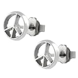 Sterling Silver Peace Sign Stud Earrings