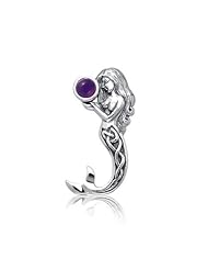 Bling Jewelry 925 Silver Celtic Knot Mermaid Pendant with Amethyst Gemstone