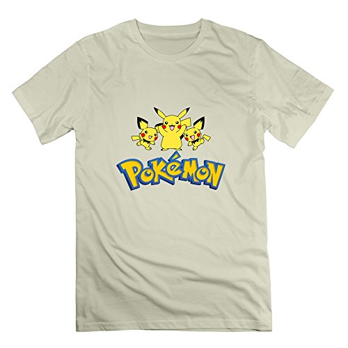 HOORIE Men's Pikachu Pokemon T-shirt Natural XX-Large