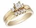 Diamond Princess Engagement Ring & Wedding Band Set 1/2 Carat (ctw) in 14K Yellow Gold