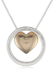 Two-Toned Sterling Silver with Yellow Gold Flashed "In Dreams and In Love There Are No Impossibilities"  Heart Necklace, 18"