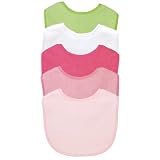 Green Sprouts Eco-friendly  Basic Waterproof Absorbent Terry Bib 5 Pack, Girls