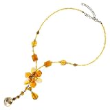 Honey Amber Floral Beaded Collar Necklace