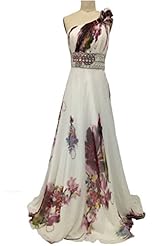 Chiffon Floral Print One Shoulder 2015 Evening Dress/Wedding Dress 