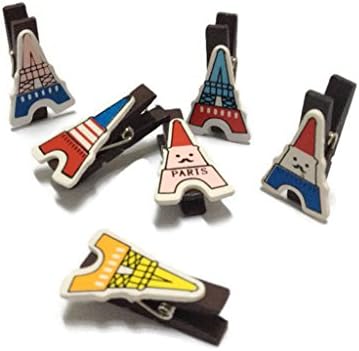 Mini Eiffel Tower Paris Cute Wood Wooden Clip, 6pac/lot