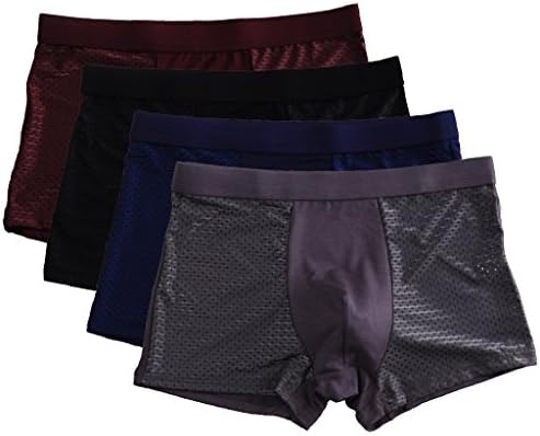 Xinyian Men's 4-Pack Mesh Boxers Breathable Underwear Cotton Soft Silk Ice 2XL