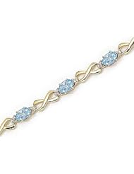 10kt Yellow Gold Oval Aquamarine and Diamond Bracelet