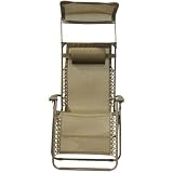 Bliss Extra Wide Gravity Free Folding Recliner with Canopy Color: Coffee