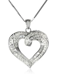 Sterling Silver 1cttw Diamond Heart Pendant Necklace, 18"