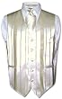 Men's Dress Vest & NeckTie Cream / Champagne / Off-White Striped Woven Design Set for Suit or Tuxedo