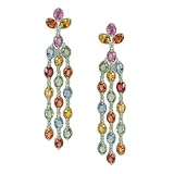18k White Gold Multi-Sapphire and Diamond Earrings (1/5 cttw, H-I Color, I1 Clarity)